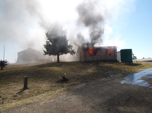 Photo of burning building