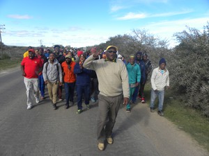 Photo of marching workers