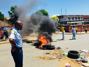 Photo of burning barricade