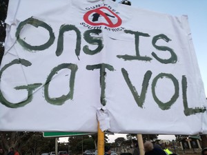 Photo of banner in Ocean View protest against crime