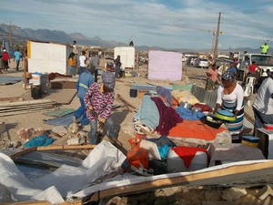 Photo of demolished shacks